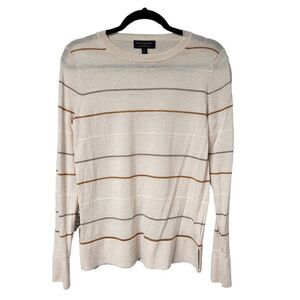 100% Merino wool Banana Republic sweater beige stripe lightweight soft minimalis